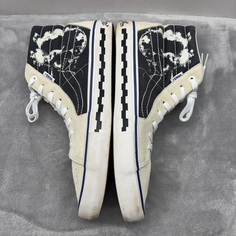 Vans Sk8-Hi Pro BMX Cream Black Graphic High Top Sneakers Mens 13